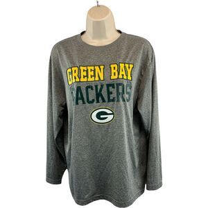 Green Bay Packers NFL Long Sleeve Shirt Girls Youth Gray Football Pullover XXL